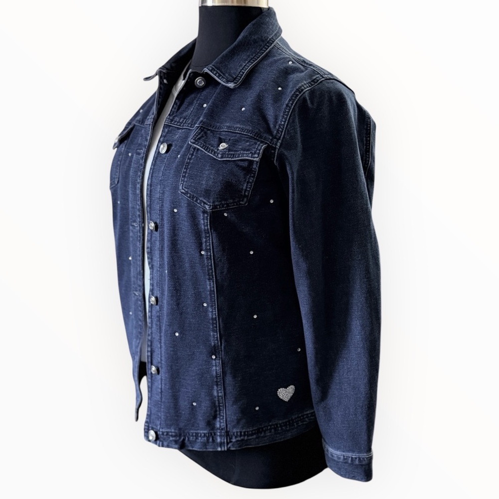 Quacker Factory Sparkle and Shine Denim Jeanne Jacket Size Large - Picture 4 of 9